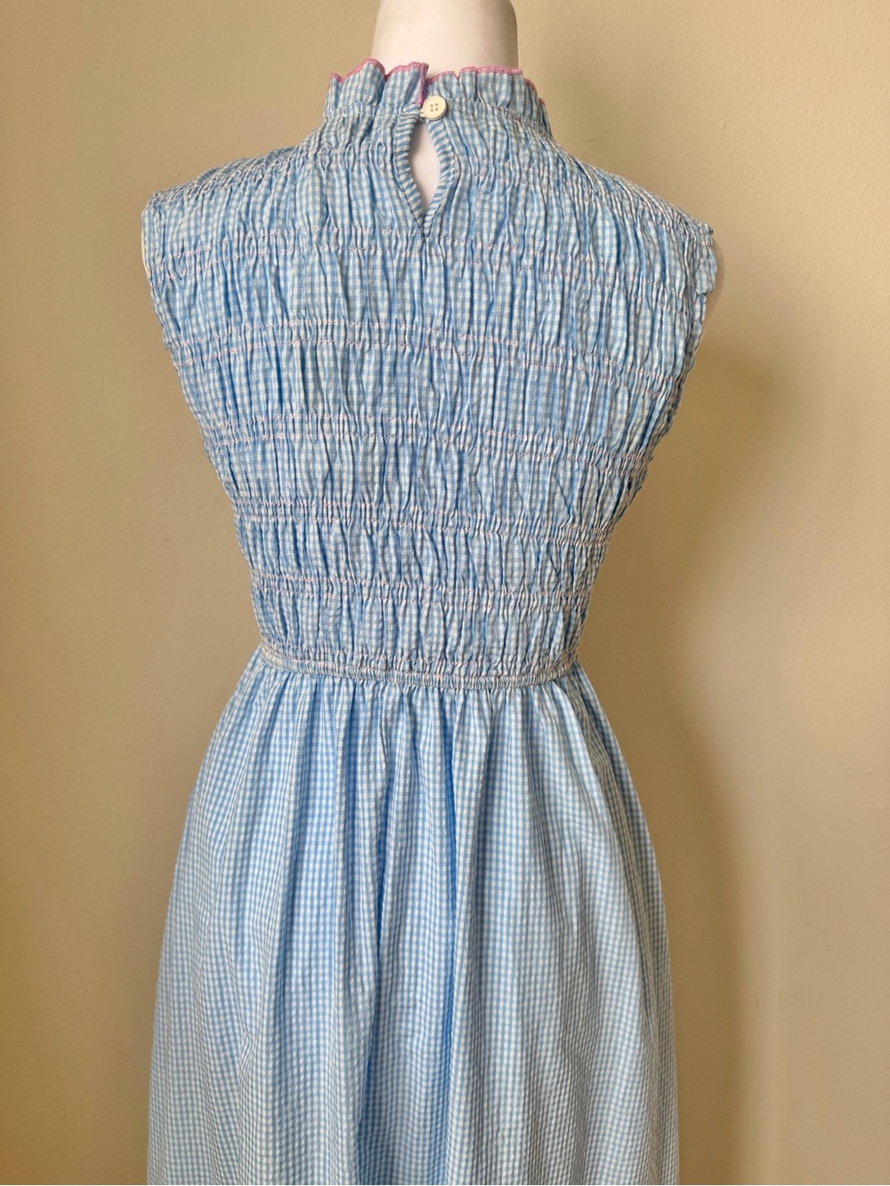 Petal & Pup Blue White Gingham Smocked Maxi Dress Pockets NWT XS - Picture 5 of 9